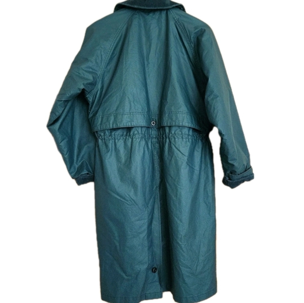 Vintage 1970s Woolrich Green Trench Raincoat Field Chore Jacket Sz L /USA Made - Picture 7 of 13